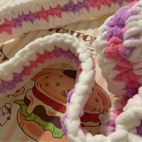 Crochet Pink, Purple and White Flower Design Bag - Picture 10 of 16